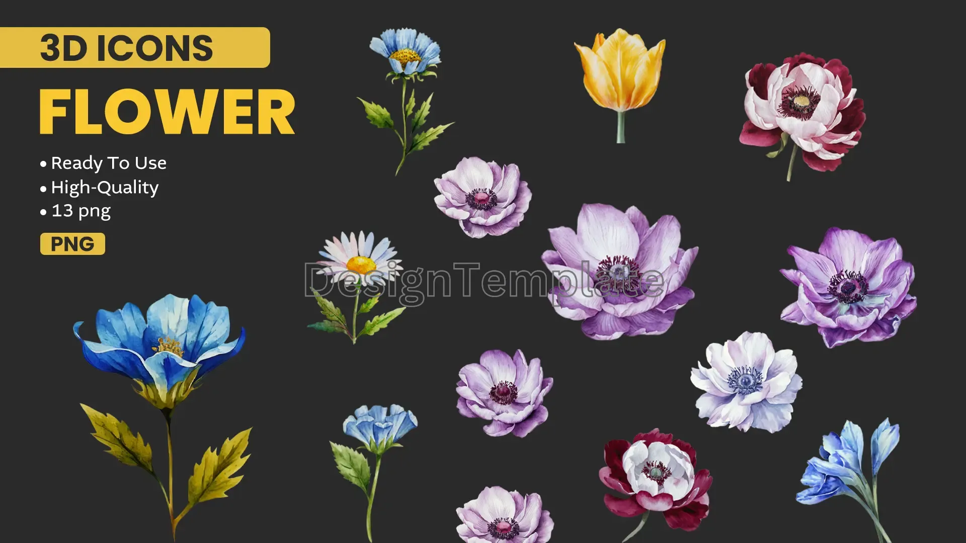 Watercolor Flower Vector Elements Pack